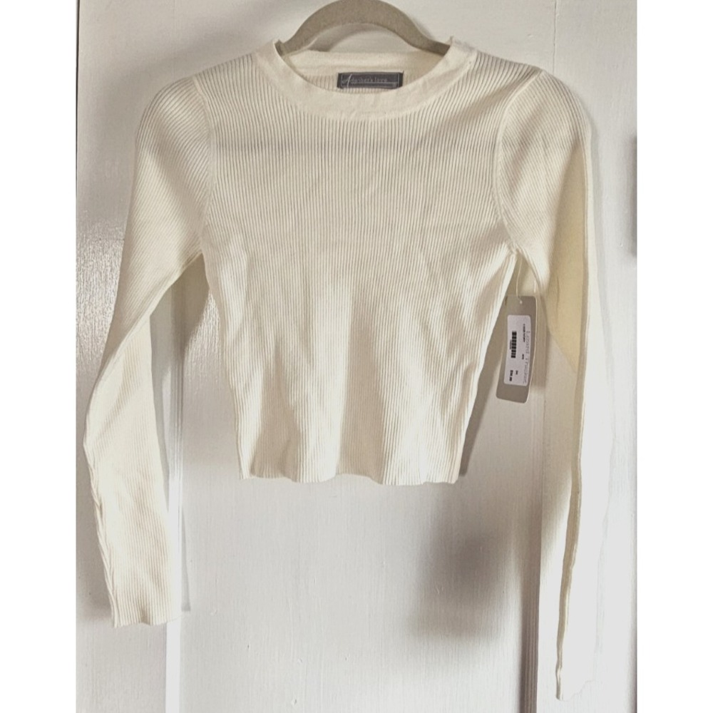 NWT Lizard Thicket A father's love ribbed cropped knitted top woman Sz S‎ ivory